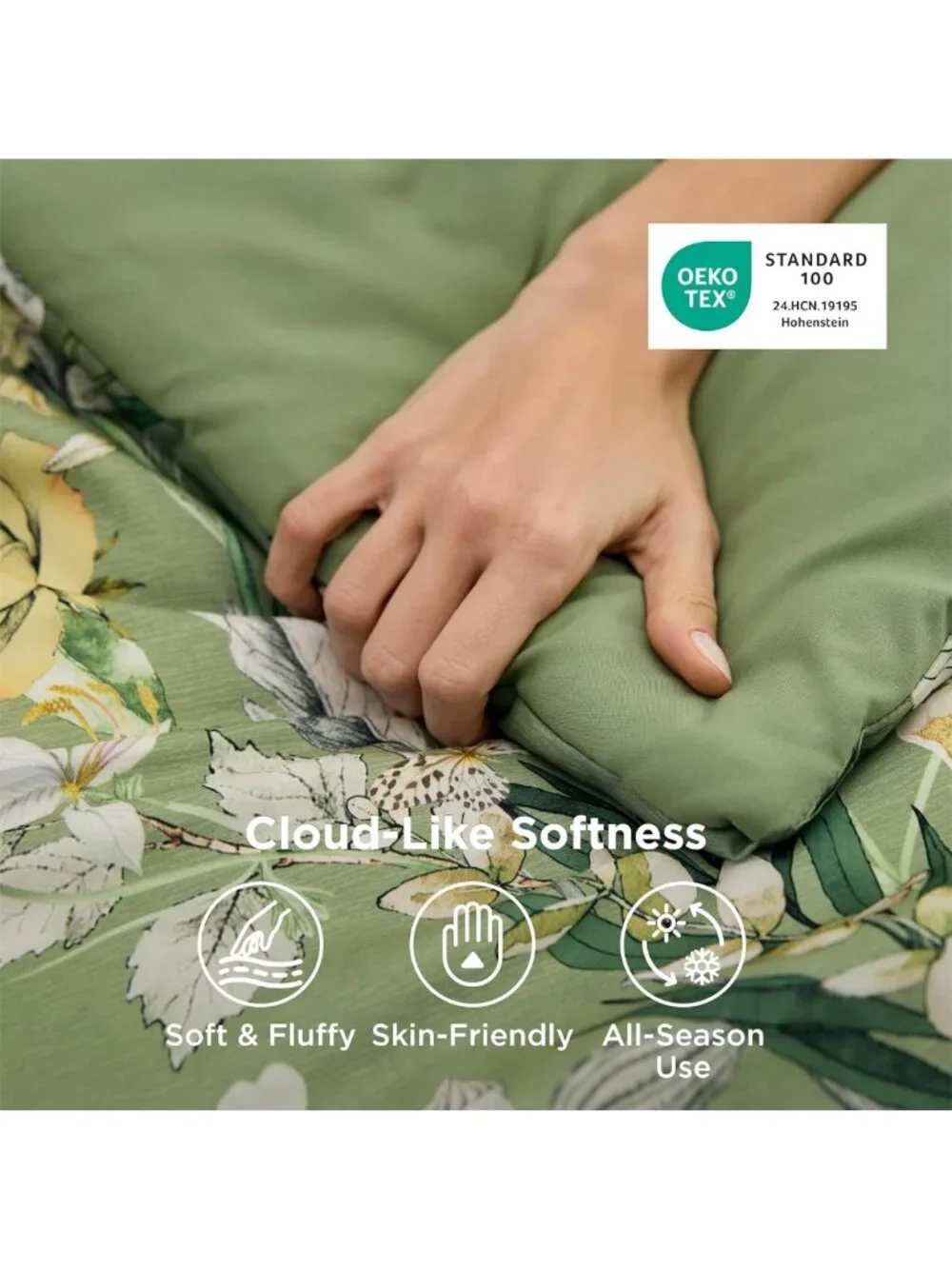 Cozy Floral Queen Comforter Set - Reversible Olive Green, 3-Piece Bedding Set